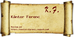 Kántor Ferenc névjegykártya