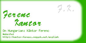 ferenc kantor business card
